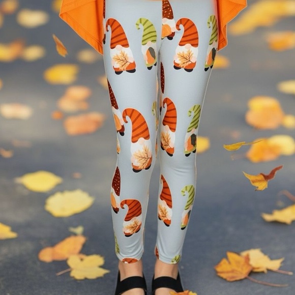 🎃S/L NEW Girls Fall Gnome Thanksgiving Leggings Luxury Yoga Pants - Picture 5 of 12